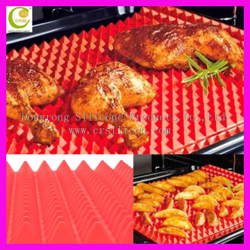 Fat-reducing Silicone Cooking Mat pryamid Pan Food Grade BBQ Raised Cone Shaped Fashion Silicone Fat Reducing Baking Mat