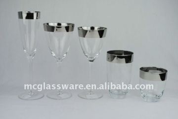 handmade silverl rim wine glass sets