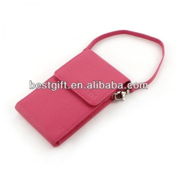high end PU leather cell phone case with straps