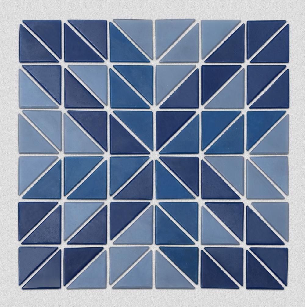 Blue triangle art wall tiles for swimming pool