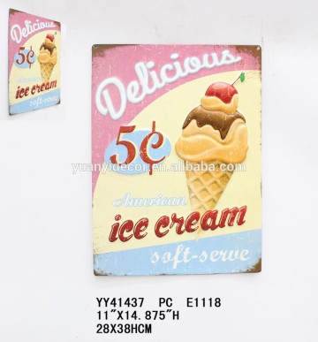 Antique ice cream embossed metal tin signs, 3D custom metal signs