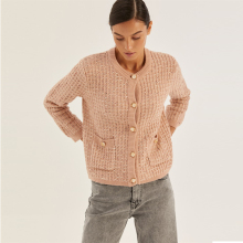 Comfortable Thickened Pearl Button Sweater