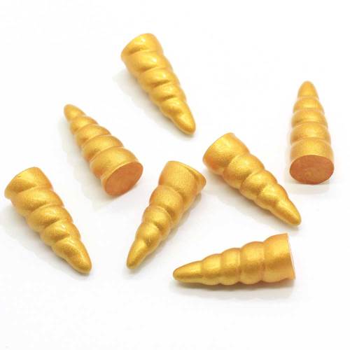 Gold Color 25mm 3D Mini Horn Resin Charms DIY Jewelry Necklace Hair Accessories Resin Cabochons Decoration