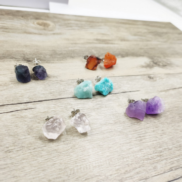 Rough Crystal Gemstone Earrings: Boho Jewelry Collection