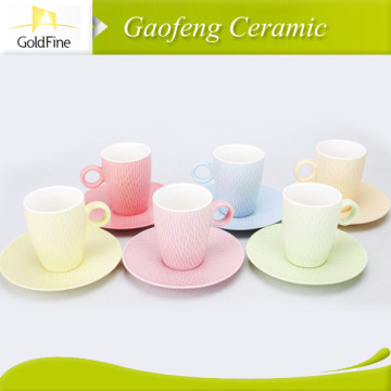 ceramic stacking coffee cups and saucers