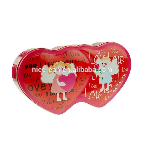 Double Heart Style Tin Package for Wedding Gift