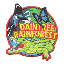 Rainforest Butterfly and Alligator Embroidered Badges