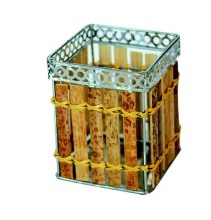 square bamboo pen holder