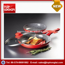 aluminum forged marble coating deep fry pan with lid