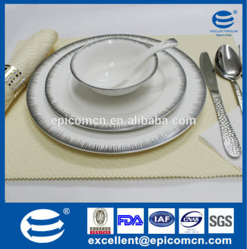 china supplier wholesale noble dinnerware new bone china with silver decal