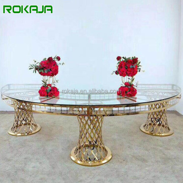 Semicircle Glass Top Stainless Steel Banquet Table