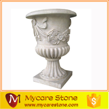 Garden white stone planter pots,garden stone flower vase