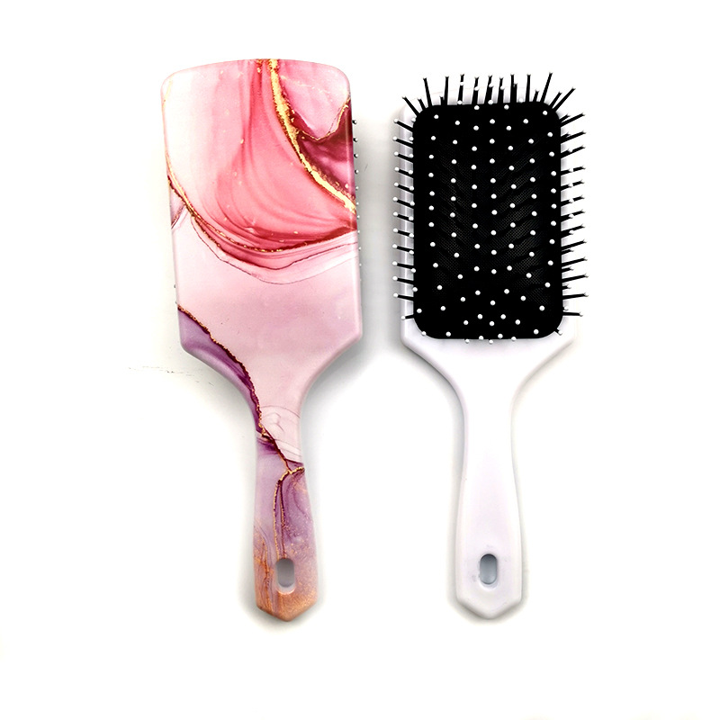 Massage Hair Brush Comb Customized Logo Printing Package Handle Type comb hair care brush fashion square paddle hairbrush