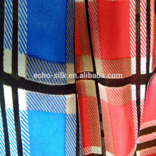 big check silk rayon burn out fabric in A grade