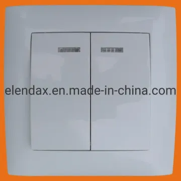 Electrical Wall Switch Double with LED Light (F9102)