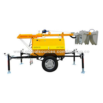 Tower Lights with Mobile Trailer, Air-cooled Diesel Generator and Compact Designed Canopy