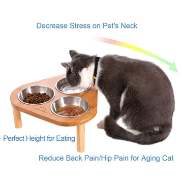 Bamboo Stand Pet Cat Dining Table