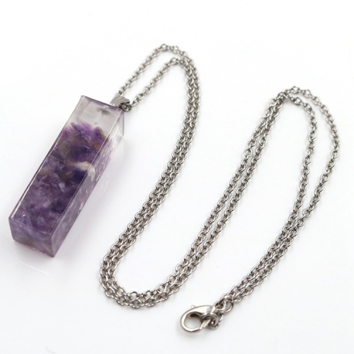 7 chakra Augen pendant Amethyst Pendants Crystal gravel square women's Fashion Necklace