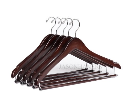 Wholesale cheap walnut wooden display hanger with locking bar