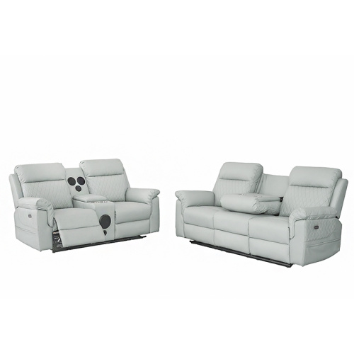 Full Real Leather Power Recliner Sofa Set