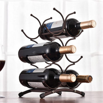 European style 6 Bottle Wine Rack Metal Freestanding Kitchen Storage Stand Wine Cabinet Grape Wine Shelf Display Bar