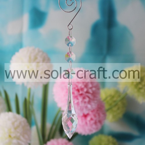 Sewing 19CM Clear Acrylic Crystal Cut Faceted Raindrop Event Beaded Garland Prism