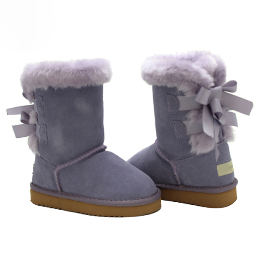 Botas de couro de camurça inverno menina roxo criança