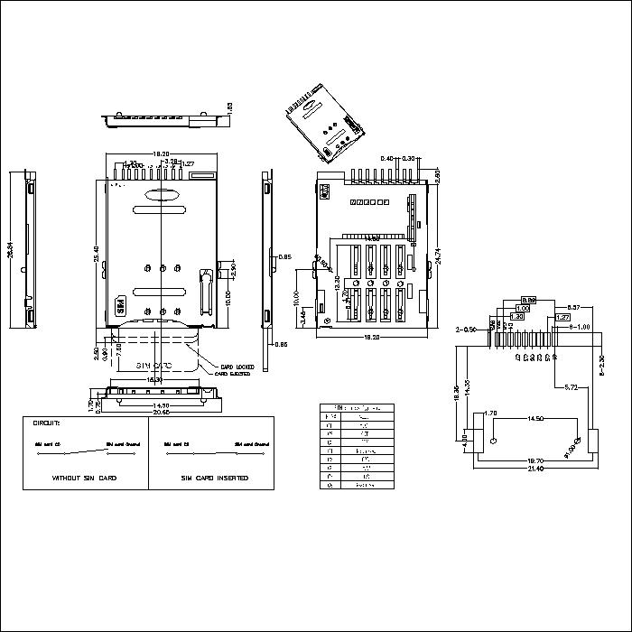 SIM series 10Pin with boss 1.85mm height connector ATK-SIM10B185A017