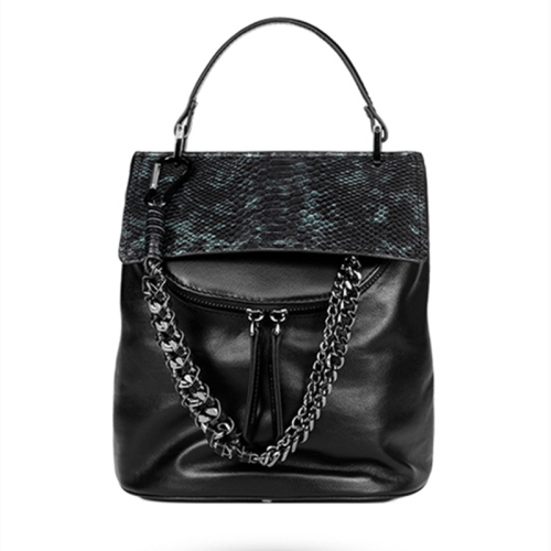 Snakeskin women's chain leather backpack