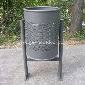 Tilting forward steel garbage bin stand outside dustbins