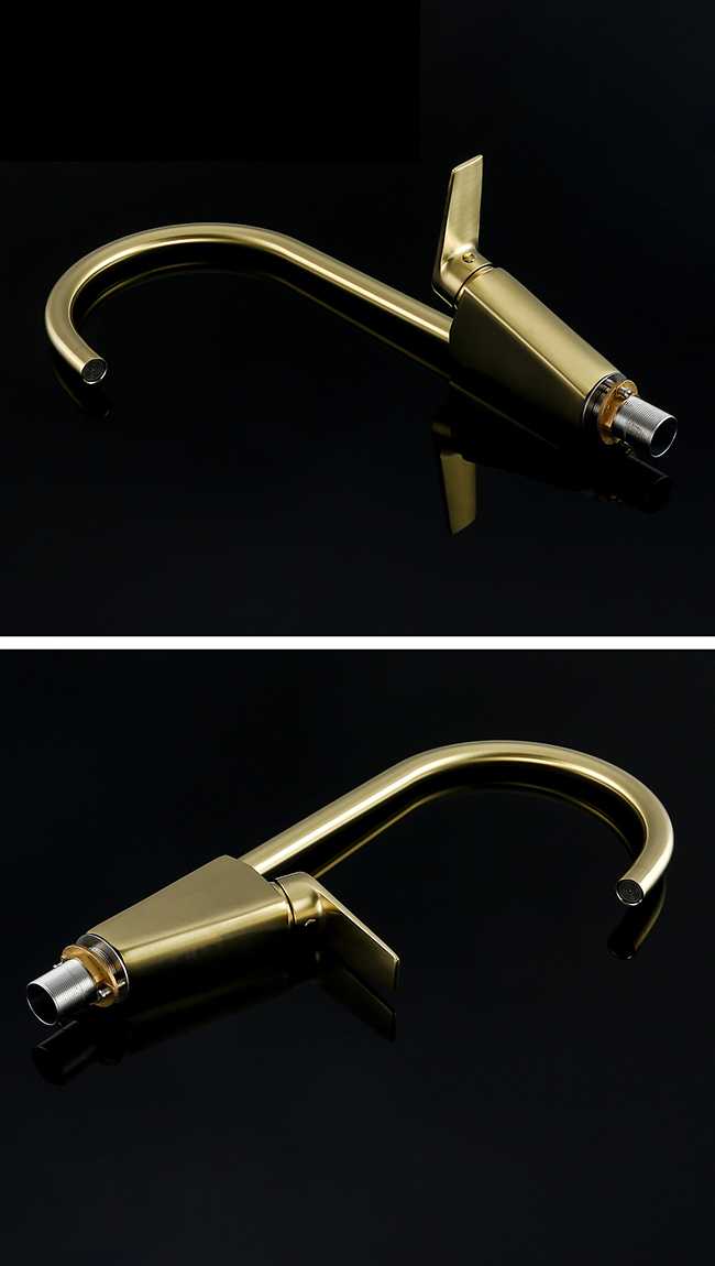 Professional manufacturer customize design hot cold water mixer tap brass brushed gold kitchen faucet