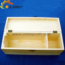 Super quality Wood box for packing storing box natural box with two grid
