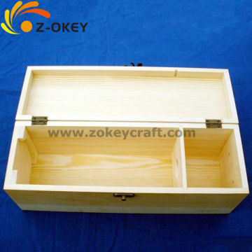 Super quality Wood box for packing storing box natural box with two grid