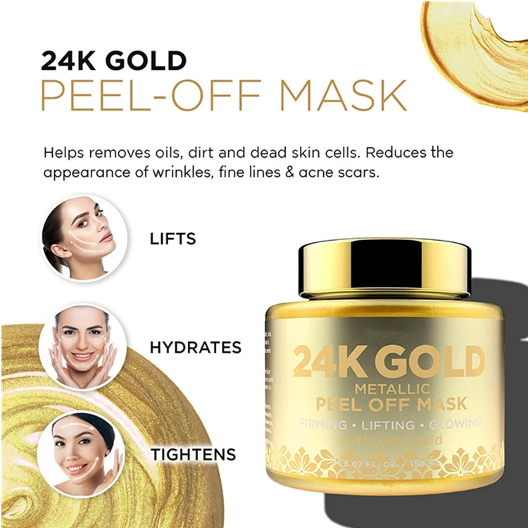 OEM Custom 24K Gold Metallic Firming Peel off Face Mask