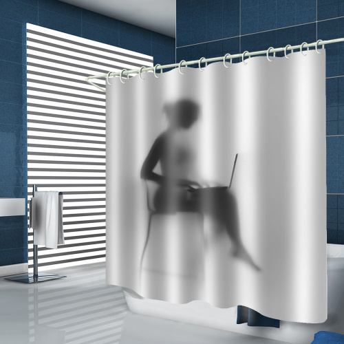 Woman's Shadow Waterproof Shower Curtain Unique Black and White Bathroom Decor