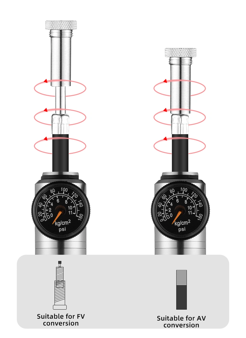 Rockbros Bike Pump High Pressure Aluminium Alloy CNC Dustproof Barometer AV/Fv Ultralight Portable Inflater Bicycle Accessories