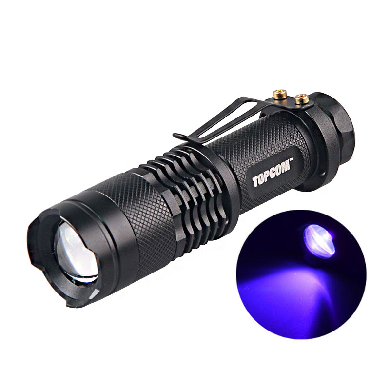 Mini Zoomable Single Mode Ultraviolet Led Blacklight Flashlight UV 365nm Flashlight For Money Detector Leak detector