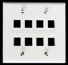 2-gang Recessed Keystone Wall Plate with 8 keystone Port