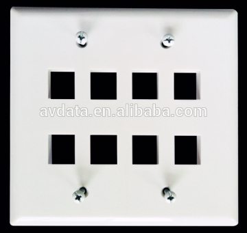 2-gang Recessed Keystone Wall Plate with 8 keystone Port