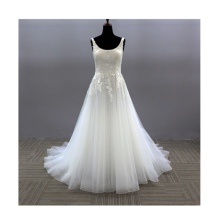 Newest Sleeveless Designer Light Champagne Gorgeous Lace Long bride clothes wedding dress