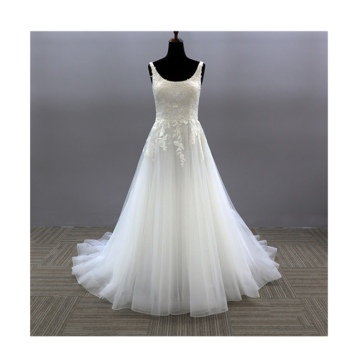 Newest Sleeveless Designer Light Champagne Gorgeous Lace Long bride clothes wedding dress