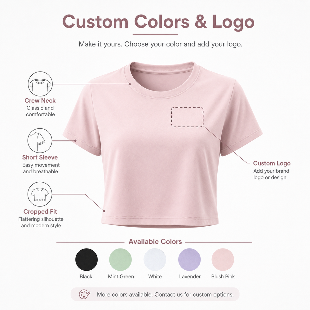 Укороченный топ с круглым вырезом и короткими рукавами Crew Neck Short Sleeve Cropped Crop Top