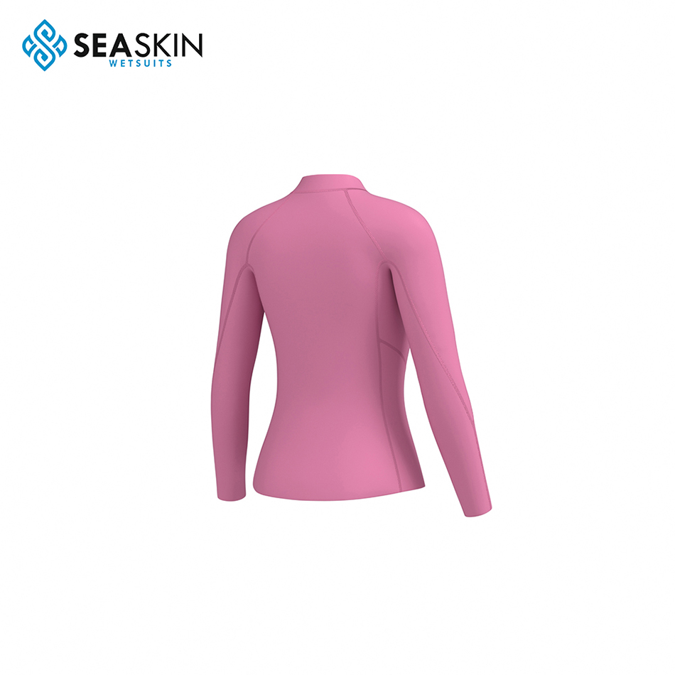 Seaskin Long Sleeve Girl&#39;s Pink Diving Wetsuit Jacket