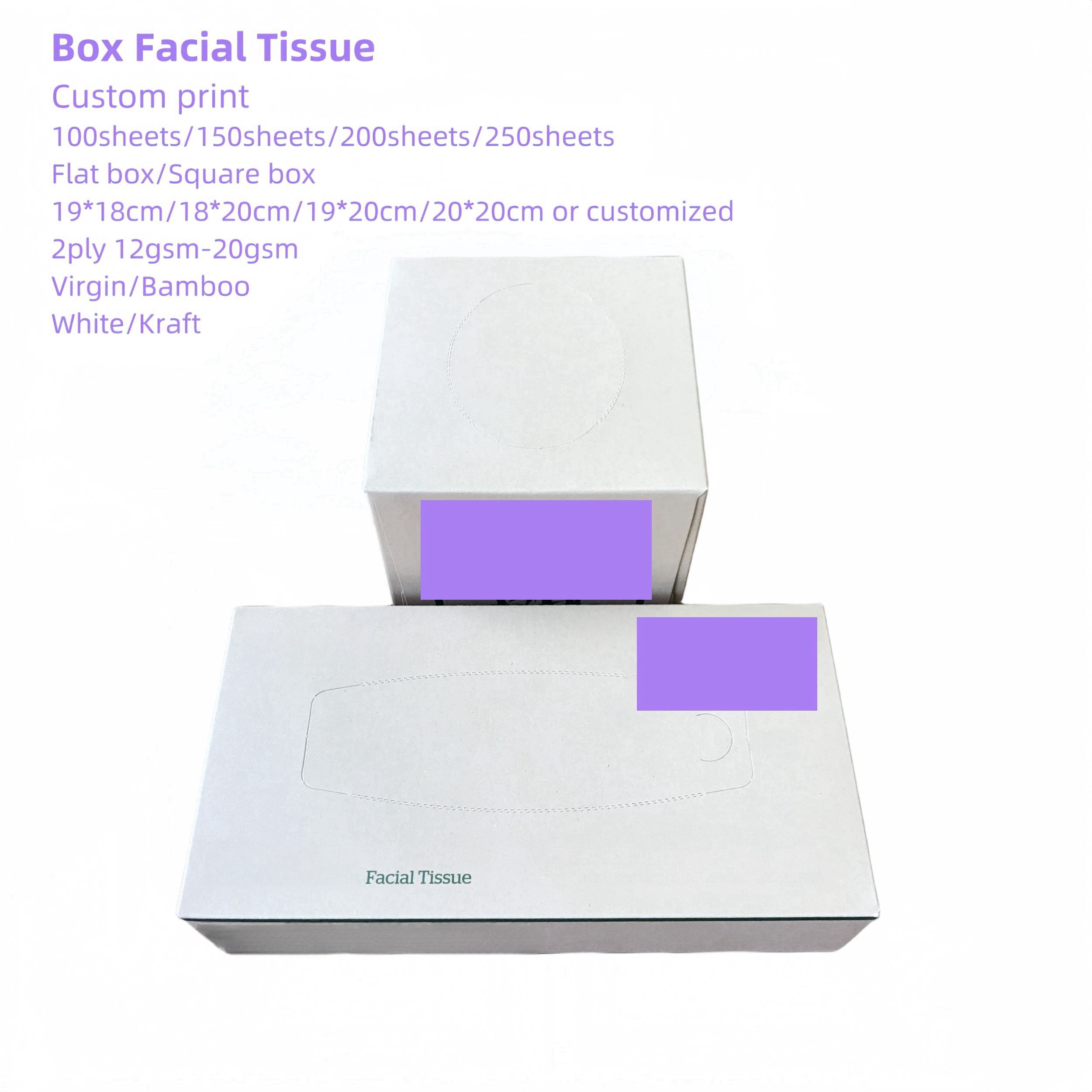 Caja plana OEM tejido facial