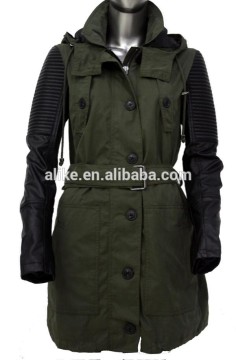 ALIKE lady jacket cotton jacket with pu sleeves