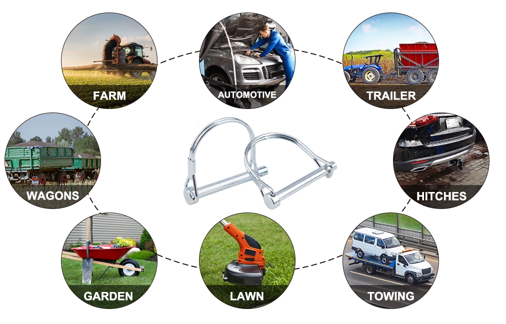 Kerek hurkos huzal rögzítőcsap-csatlakozó pótkocsi vonócsapos köríves huzal utánfutó mezőgazdasági pázsitkerthez (1) Round Loop Wire Lock Pin Coupler Trailer Hitch Pin Round Arch Wire Trailer for Farm Lawn Garden (1)