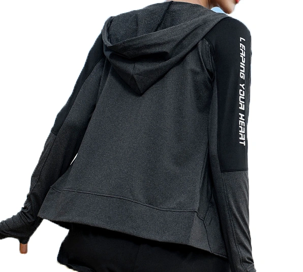 Women's Hooded Long Sleeve Workout Fast Dry Running Sweatshirt Gym Shirt Zipper Jacket Sports Tops