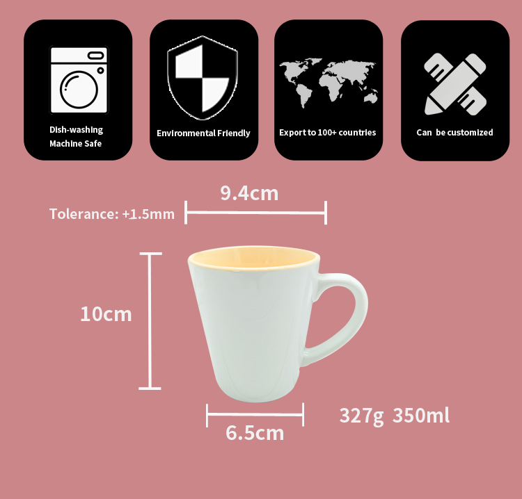 Wholesale high quality 12oz Round Inner Black Handle Sublimation Mug