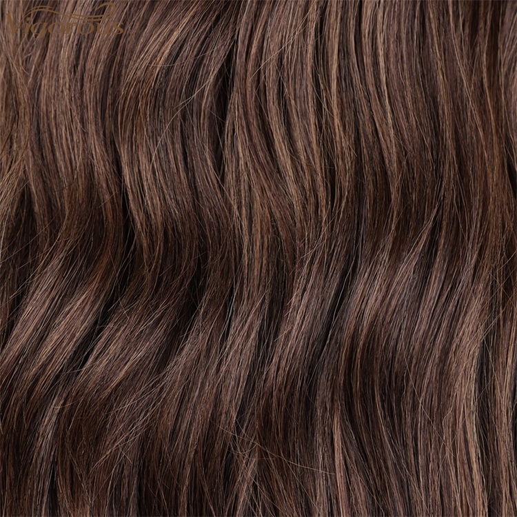 Vigorous Top Quality Lace Front Middle Part Brown Wigs Long Body Wavy Synthetic Wigs Heat Resistant Fiber Wholesale