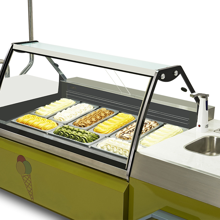 high quality electric mobile supermarket push ice cream cart for sale